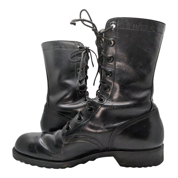 Genesco Mens 9N Black Leather Combat Vintage 1968 Military Work Boots Goth Punk main image 9